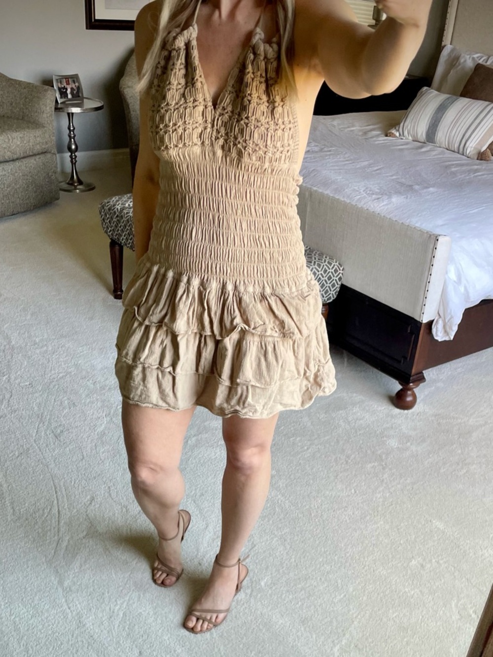 BRAND NEW Super Cute Summer Halter Dress Beige XS/S